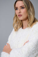 Faux Fur Collarless Jacket - Vanilla