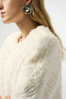 Faux Fur Collarless Jacket - Vanilla