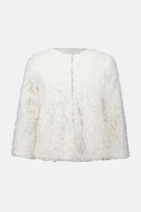 Faux Fur Collarless Jacket - Vanilla