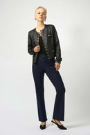 Foiled Faux Suede Jacket - Black