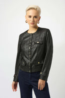 Foiled Faux Suede Jacket - Black
