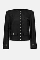 Foiled Faux Suede Jacket - Black