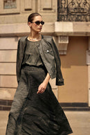 Foiled Faux Suede Jacket - Avocado