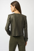 Foiled Faux Suede Jacket - Avocado