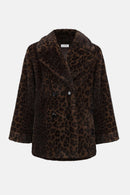 Faux Fur Leopard Coat - Beige/black