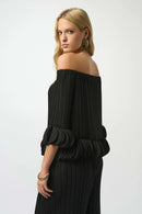 Georgette OffShoulder Top - Black