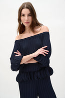 Georgette Off Shoulder Top - Midnight Blue