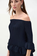 Georgette Off Shoulder Top - Midnight Blue