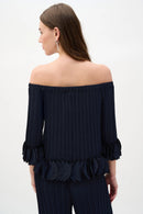 Georgette Off Shoulder Top - Midnight Blue