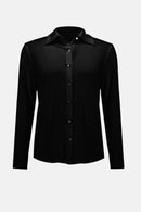 Button-Front Straight Blouse - Black