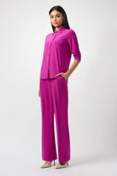 Button-Front Straight Blouse - Cosmos