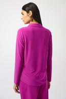 Button-Front Straight Blouse - Cosmos