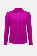 Button-Front Straight Blouse - Cosmos