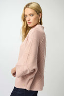 Textured Mock Neck Jumper - Rose