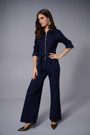 ZipFront WideLeg Jumpsuit - Indigo