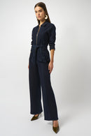 ZipFront WideLeg Jumpsuit - Indigo