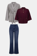 Wool Blend Belted Coat - Light Grey