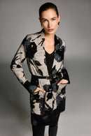 Abstract Jacquard Cardigan - Champagne/black