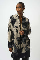 Abstract Jacquard Cardigan - Champagne/black