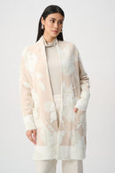 Abstract Jacquard Cardigan - Oatmeal/winter White