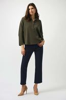 Zipped Collar Boxy Jumper - Avocado