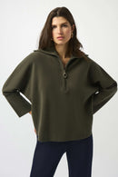Zipped Collar Boxy Jumper - Avocado