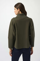 Zipped Collar Boxy Jumper - Avocado