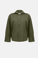 Zipped Collar Boxy Jumper - Avocado