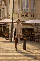 Knit FauxFur Pompom Scarf - Taupe Melange