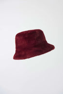 Faux Fur Bucket Hat - Merlot