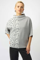 Jacquard Print Boxy Sweater - Vanilla Grey