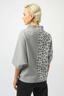 Jacquard Print Boxy Sweater - Vanilla Grey