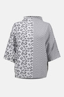 Jacquard Print Boxy Sweater - Vanilla Grey