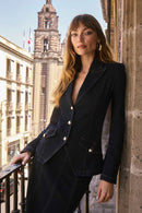 Denim Fitted Blazer - Indigo