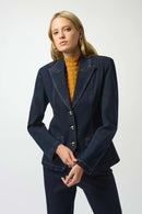Denim Fitted Blazer - Indigo