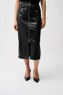Leatherette Long Pencil Skirt - Black