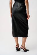 Leatherette Long Pencil Skirt - Black