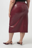 Leatherette Long Pencil Skirt - Merlot