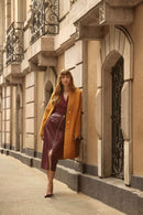 Leatherette Long Pencil Skirt - Merlot