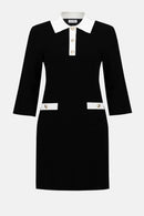 Contrast Shirt Collar Dress - Black/vanilla