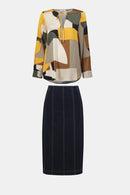 Denim Panel Pencil Skirt - Indigo