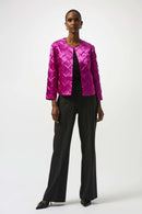 Satin Collarless Jacket - Cosmos