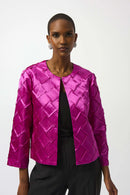 Satin Collarless Jacket - Cosmos