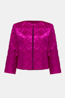 Satin Collarless Jacket - Cosmos