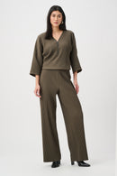 Pleated Wide-Leg Trouser - Avocado