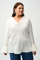 Satin Cowl Neck Top - Winter White