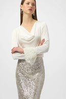 Satin Cowl Neck Top - Winter White