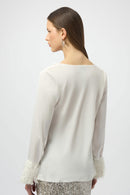 Satin Cowl Neck Top - Winter White