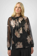 Knit Foiled Floral Top - Black/multi