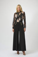 Knit Foiled Floral Top - Black/multi